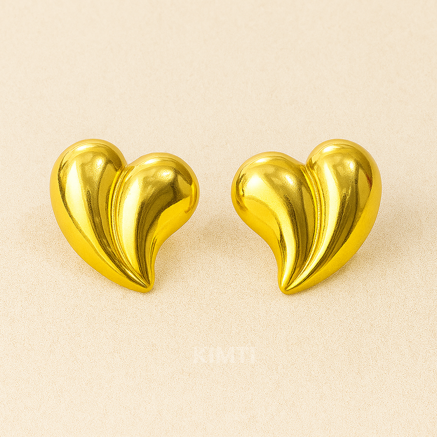 18K Gold Plated Tear Heart Stud Earring