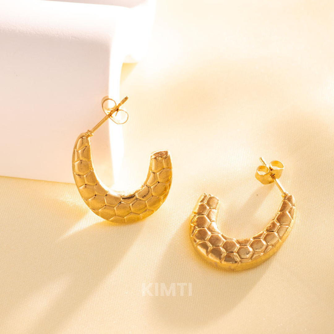 18K Gold Plated Quill Hoop Anti Tarnish Earring