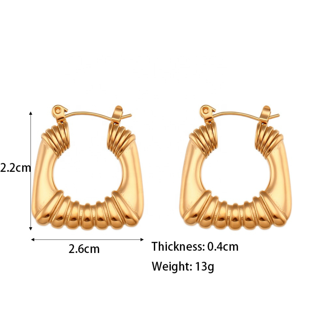 18K Gold Plated Pave Thick Hoop Anti Tarnish Earring