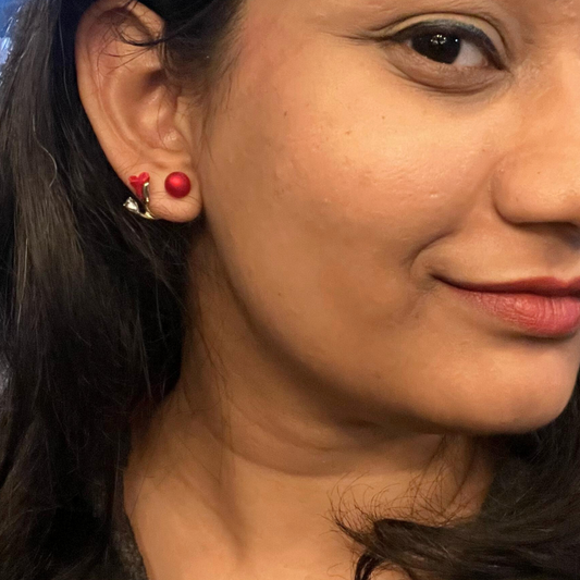 Rose Twist Red Stud Earring