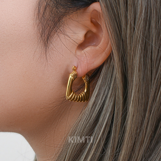 18K Gold Plated Pave Thick Hoop Anti Tarnish Earring