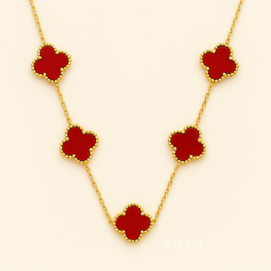 Red Dark Dreamy Clover Anti Tarnish Necklace