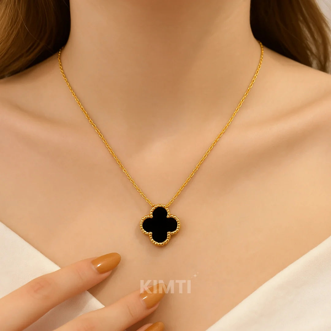 2 in 1 Black And White Anti Tarnish Flower Necklace