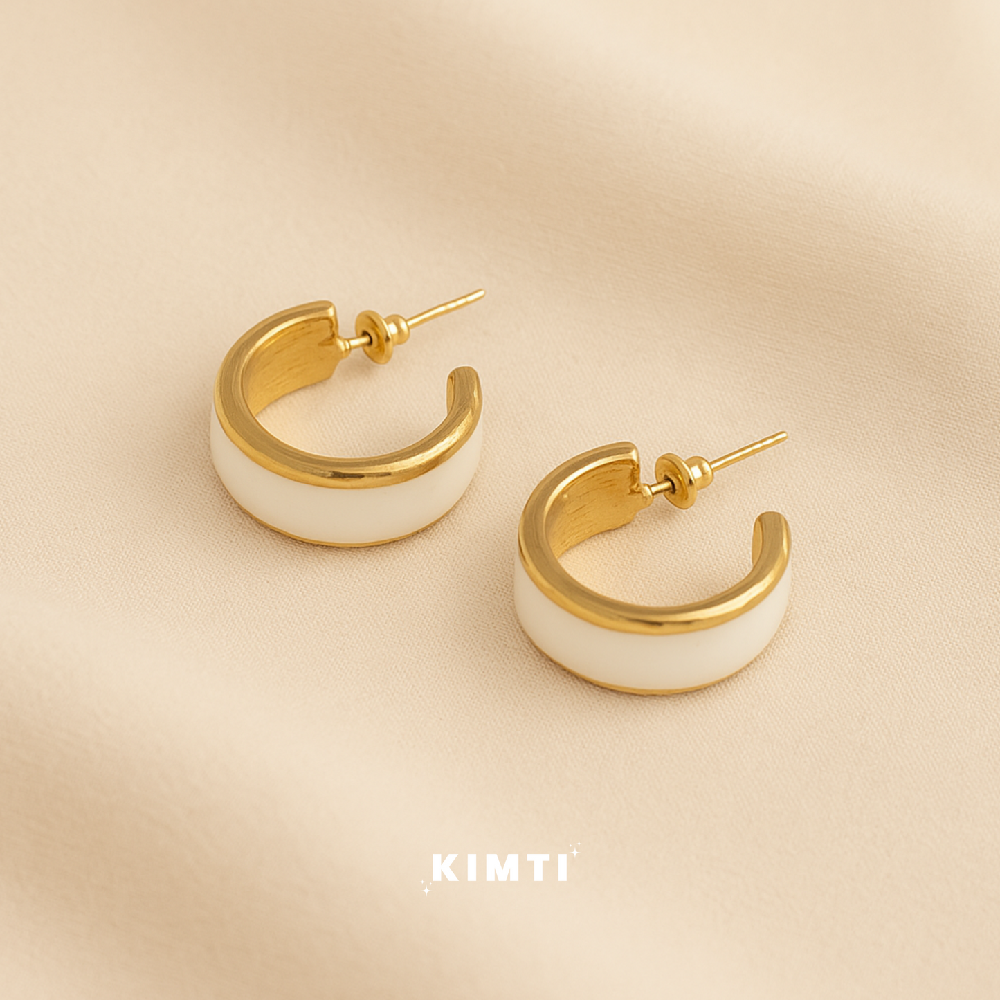 White Matte Huggie Earrings