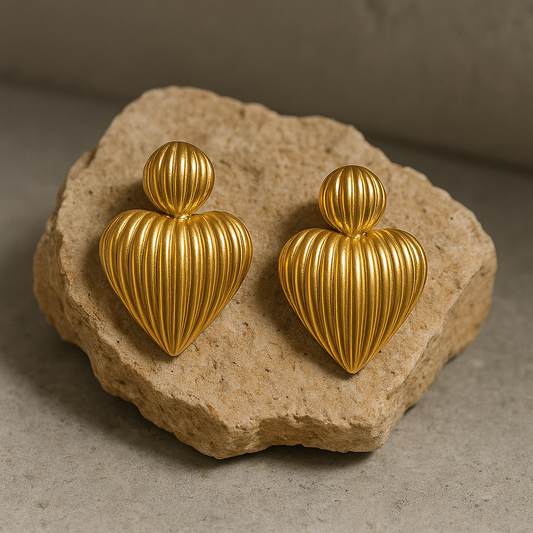 18k Gold plated Golden Ripple Hearts earrring