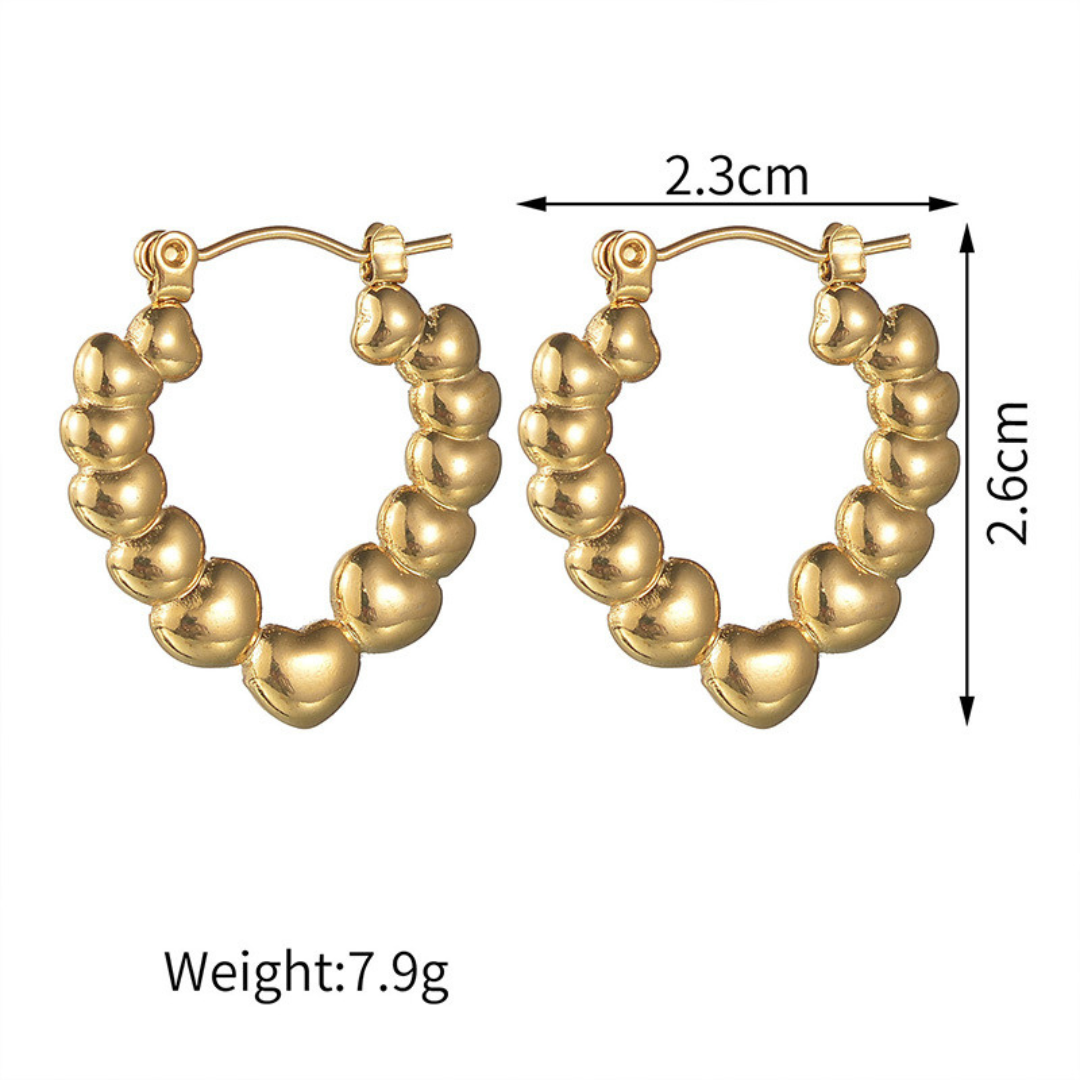 18K Gold Plated Heart layered Hoops Anti Tarnish Earring
