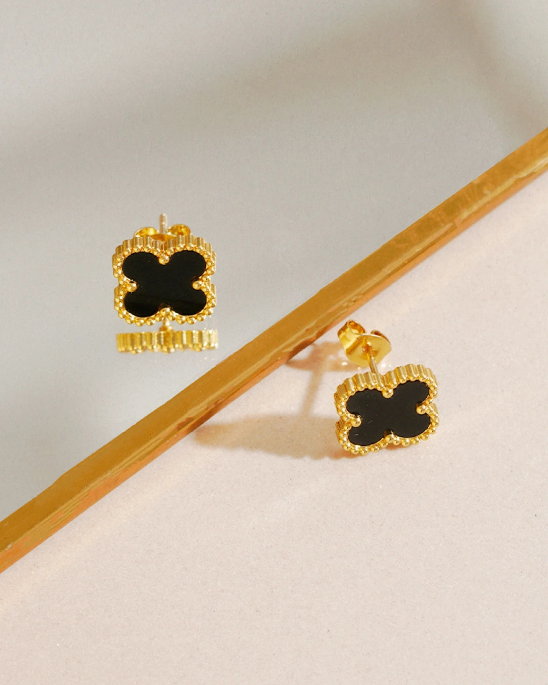 Fortelle 18K Gold Plated Enamel Studs