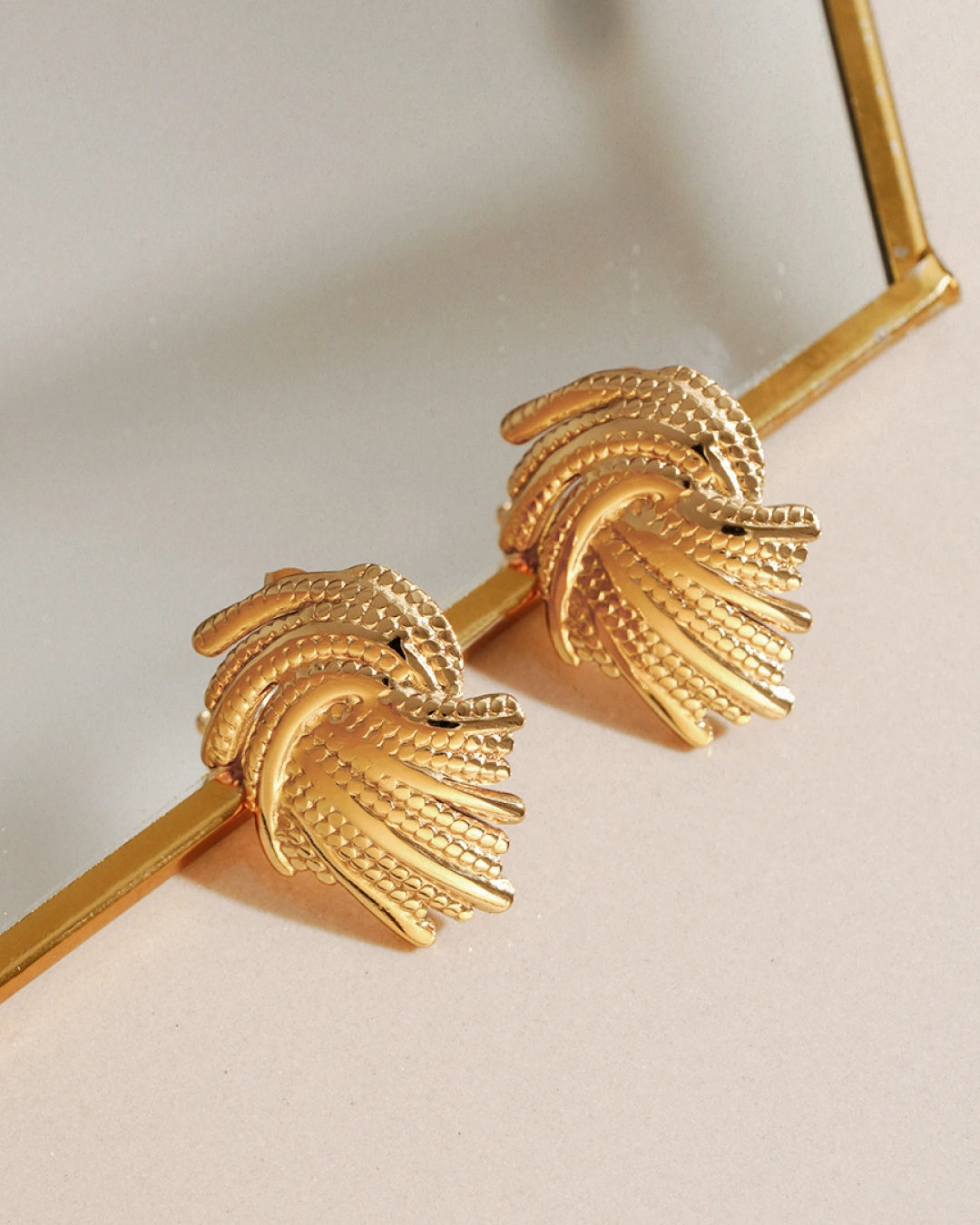 Zephyra 18K Gold Plated Sculpted Studs