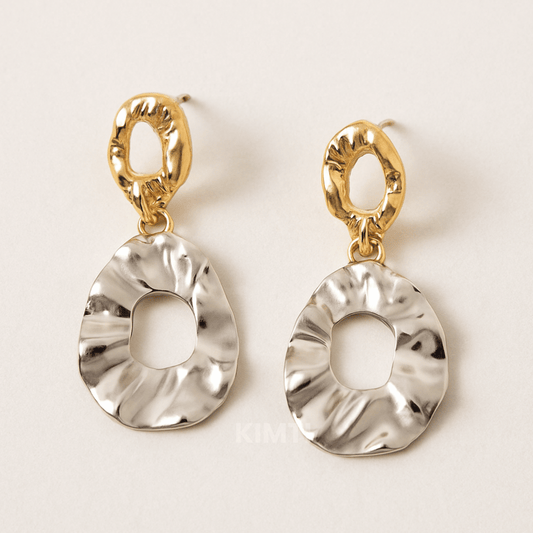 Golden Contemporary Handcrafted Drop Earrings