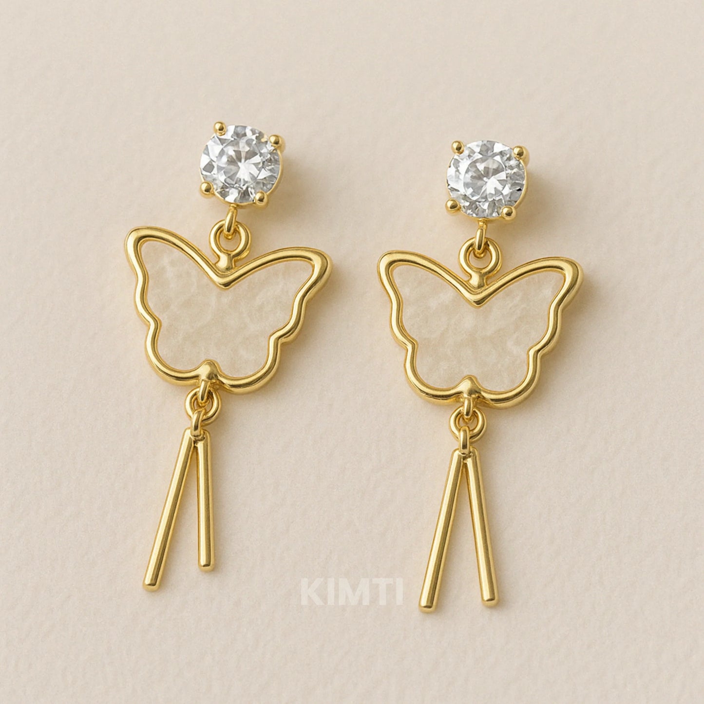 White Butterfly Dangler Drop Earring