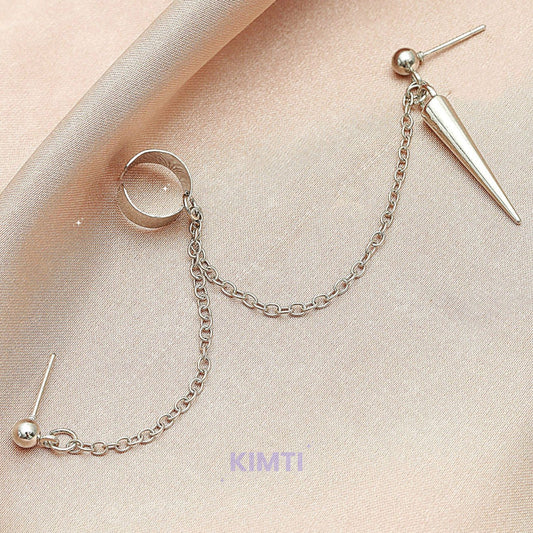 Silver Chain Pointed Ear Cuff Earring