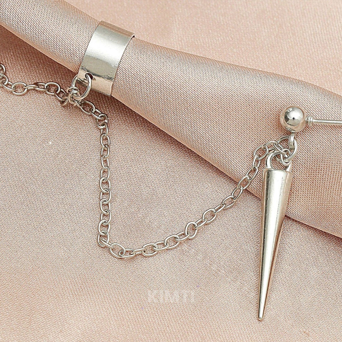 Silver Chain Pointed Ear Cuff Earring
