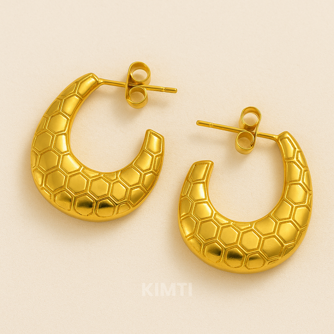 18K Gold Plated Quill Hoop Anti Tarnish Earring