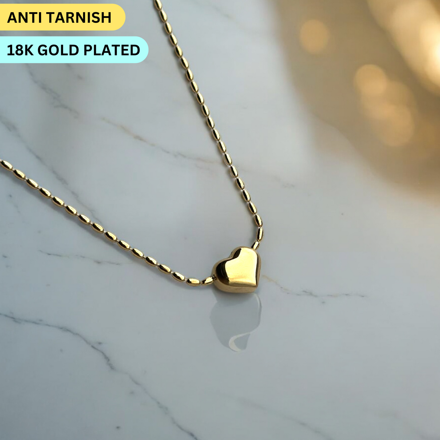 Anti Tarnish Heart Gold Necklace