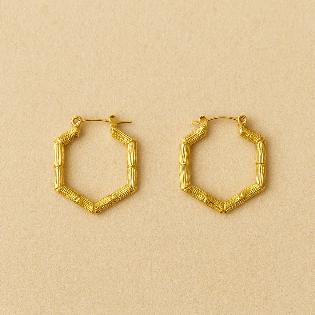 18k gold plated Golden Hexa Hoop Earring