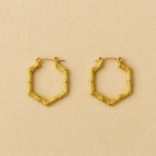 18k gold plated Golden Hexa Hoop Earring