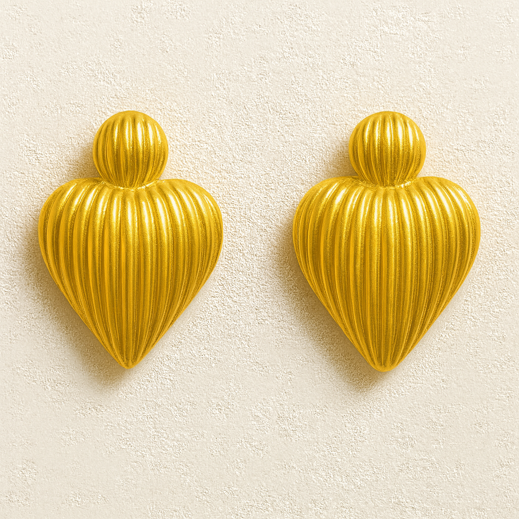 18k Gold plated Golden Ripple Hearts earrring