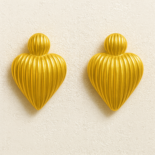 18k Gold plated Golden Ripple Hearts earrring