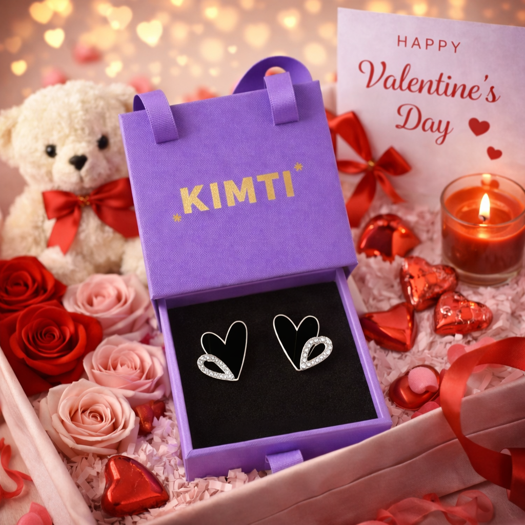 Valentine Heart’s Desire Charms Black Stud Earring