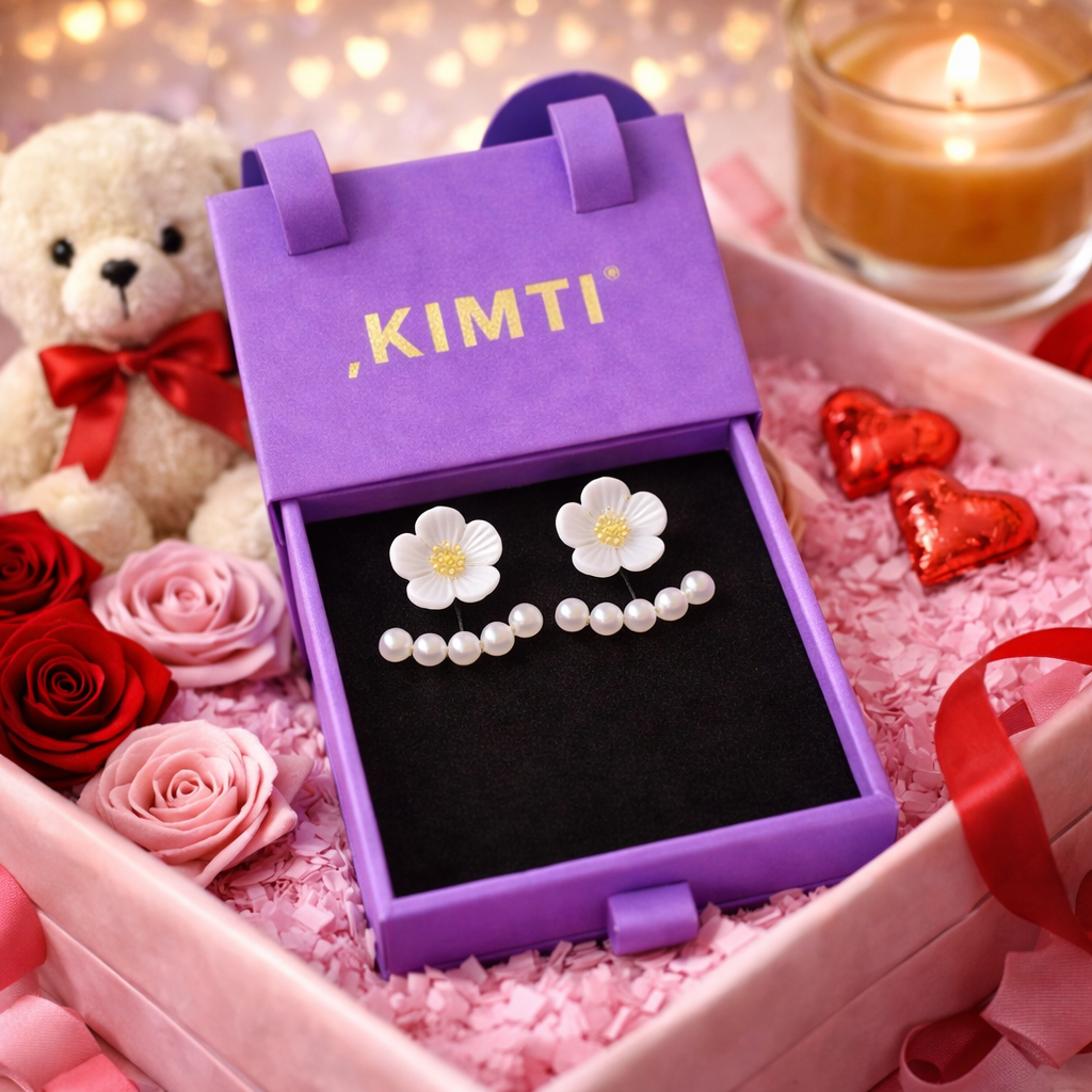 Valentine White Pearl Stud Earrings