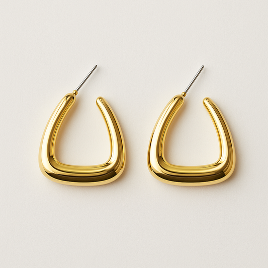 Golden U Shaped Hoops Earrings