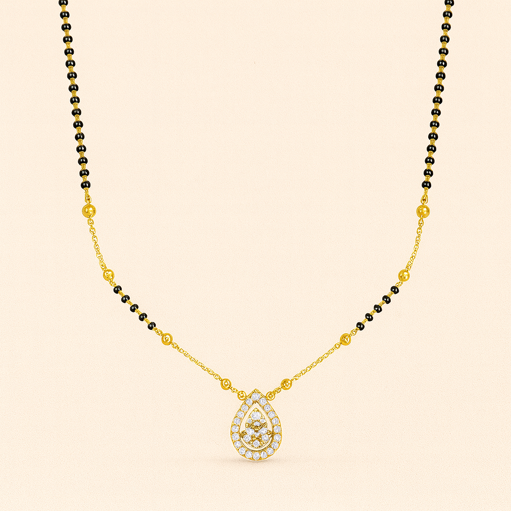 Luxe Gold Teardrop Mangalsutra with CZ Stones