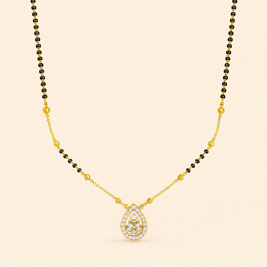 Luxe Gold Teardrop Mangalsutra with CZ Stones