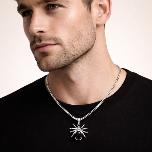 Men- - Midnight Arachnid Pendant Necklace