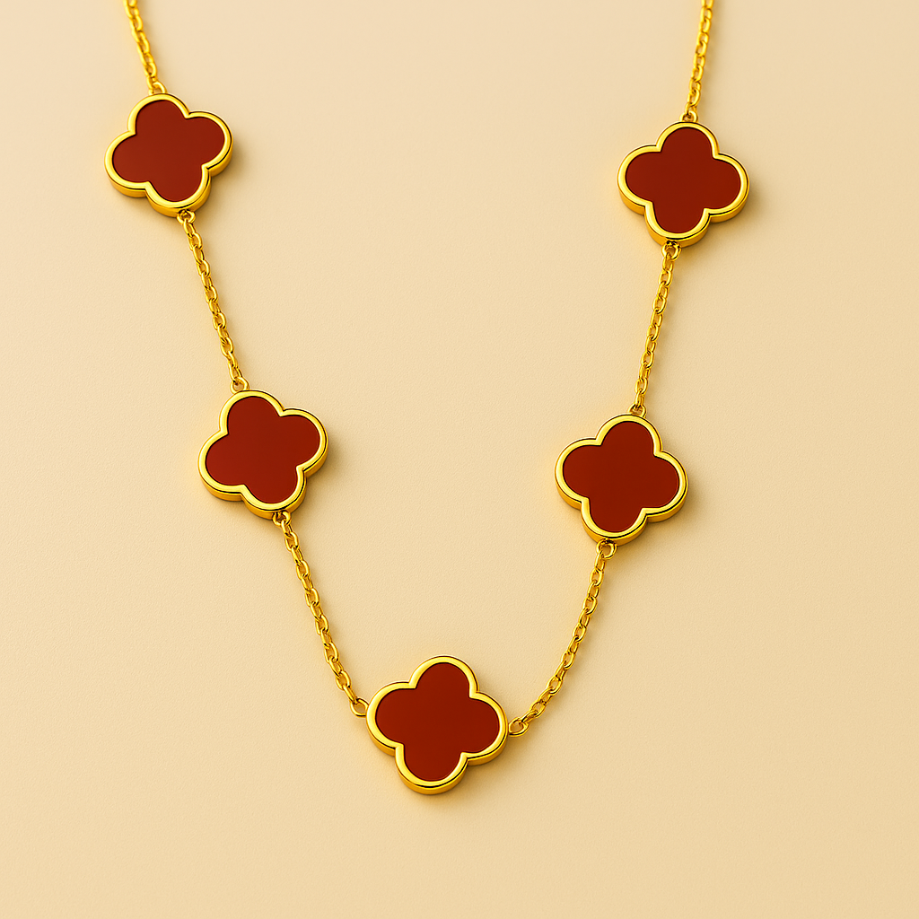 Anti Tarnish Red Flower Necklace