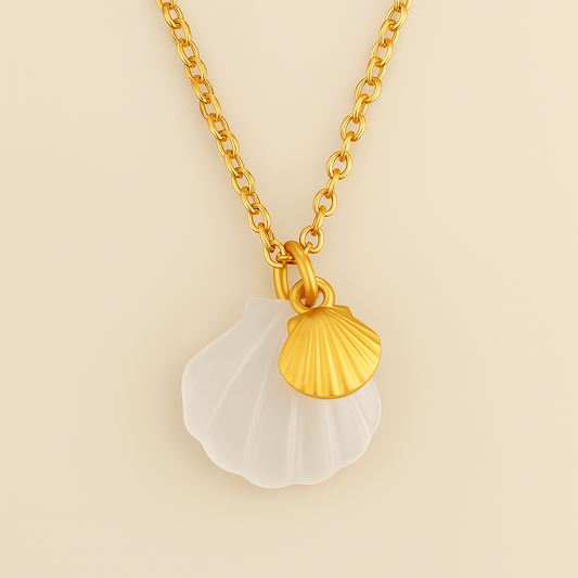 Gold Natural Seashell Cute Design Pendant Anti Tarnish Necklace