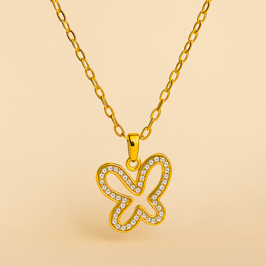 Anti Tarnish Butterfly Pendant Necklace