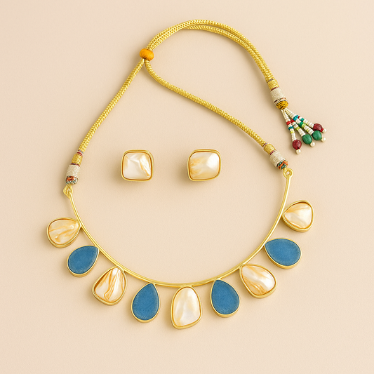 Raw Stone Hasli Necklace With Earring