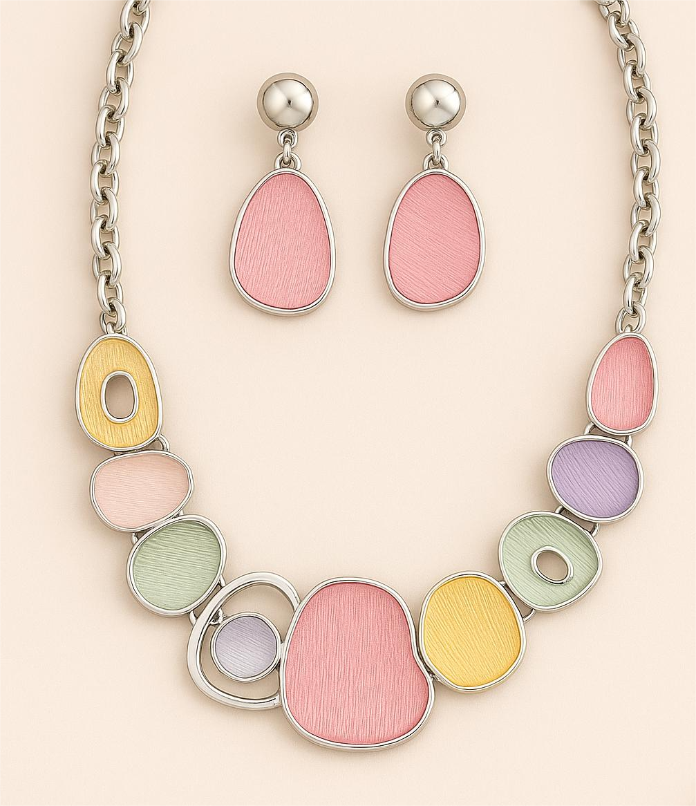 Multicolour Western Metallic Necklace with Earring