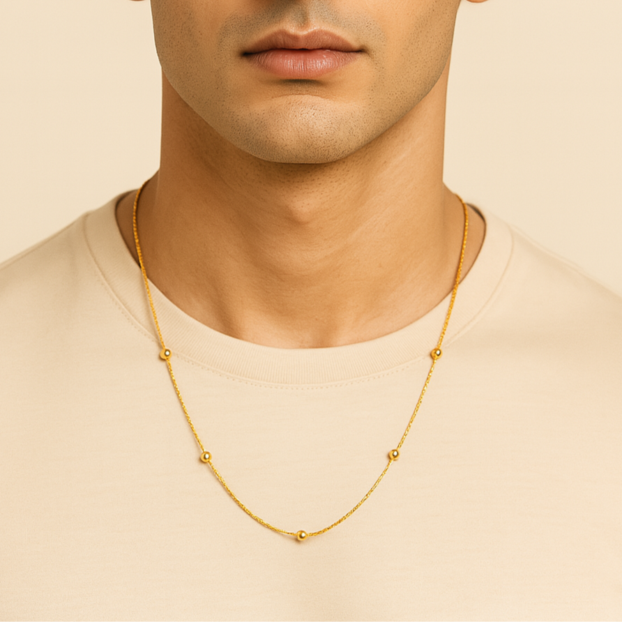 Men-18K Gold Plated Titan Ball  Chain
