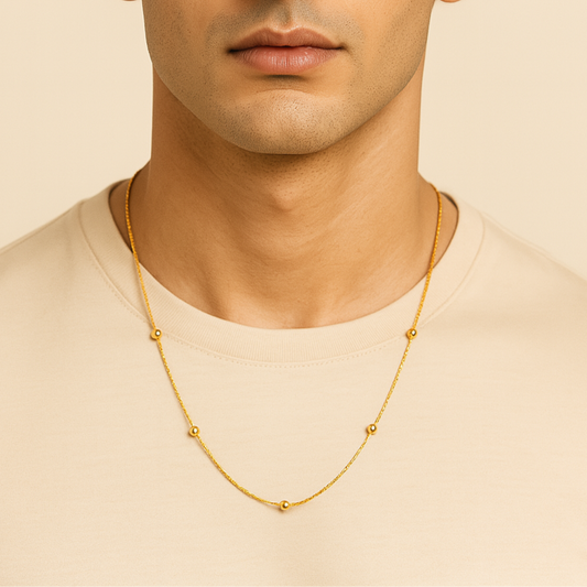 Men-18K Gold Plated Titan Ball  Chain