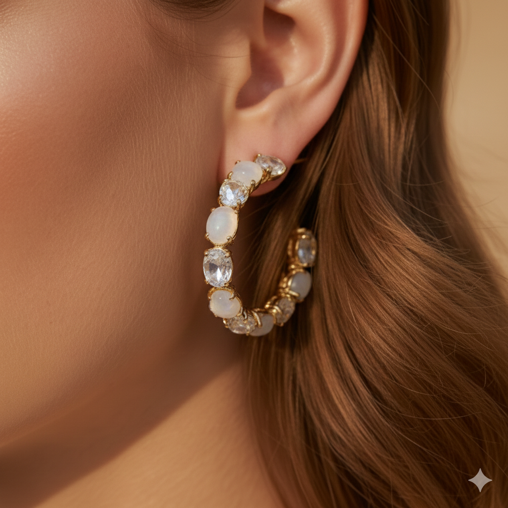 White Gem Luxury Party Hoops