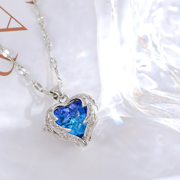 Silver Ocean Heart Necklace
