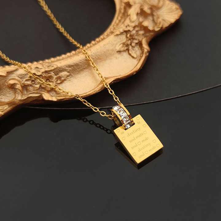 Anti Tarnish Gold-Plated Square Necklace