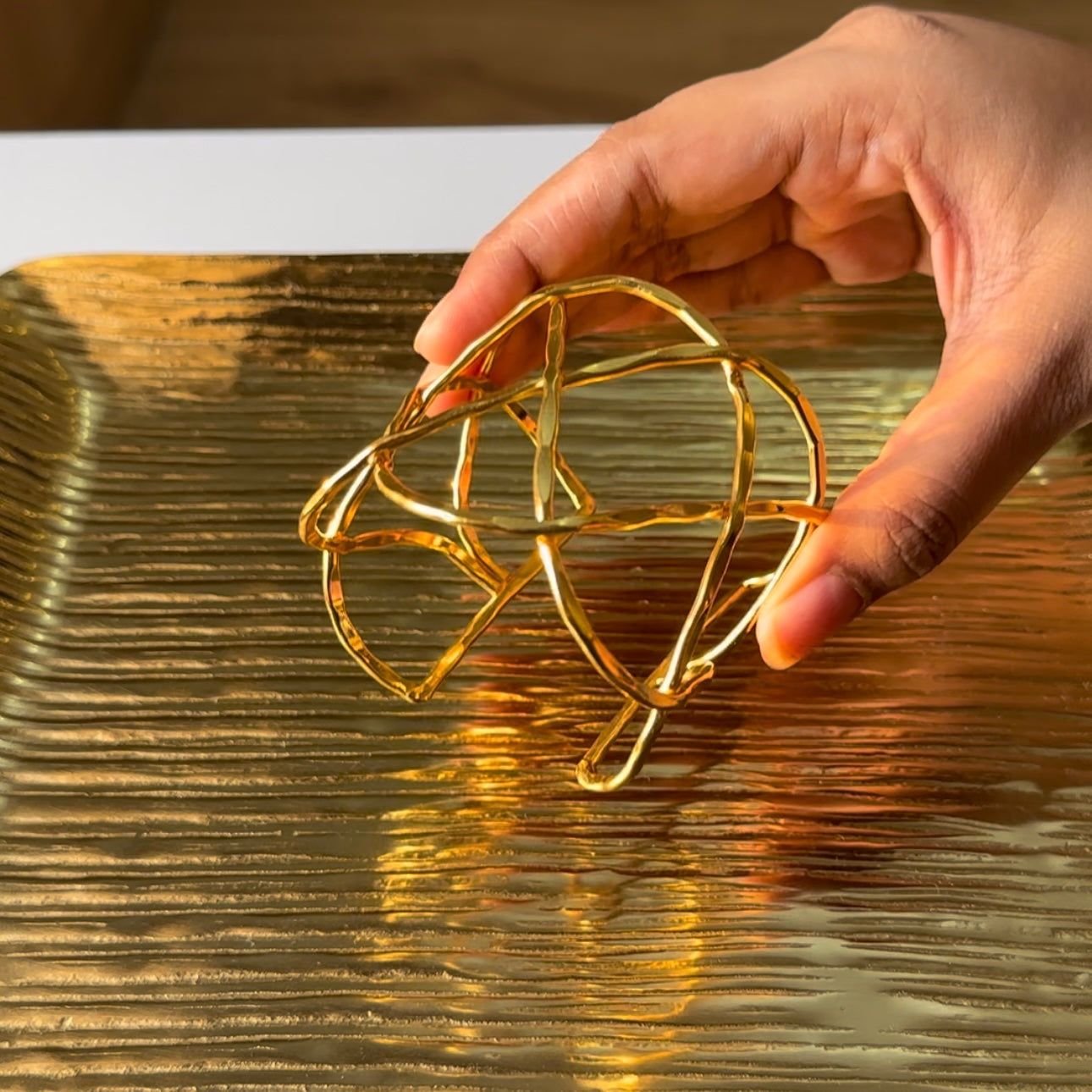 18K Gold Plated Adjustable Anti Tarnish Twisted Bracelet