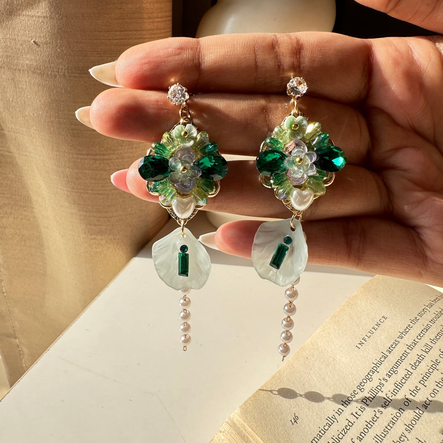 Green Stone Studded Turkish Dangler Earring