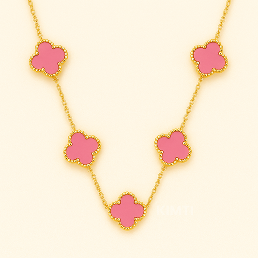 Pink Dreamy Clover Anti Tarnish Necklace