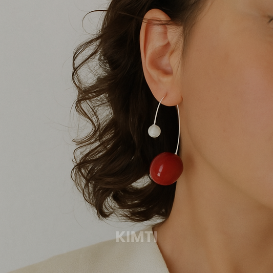 Elite Pearl Red Cherry Earring