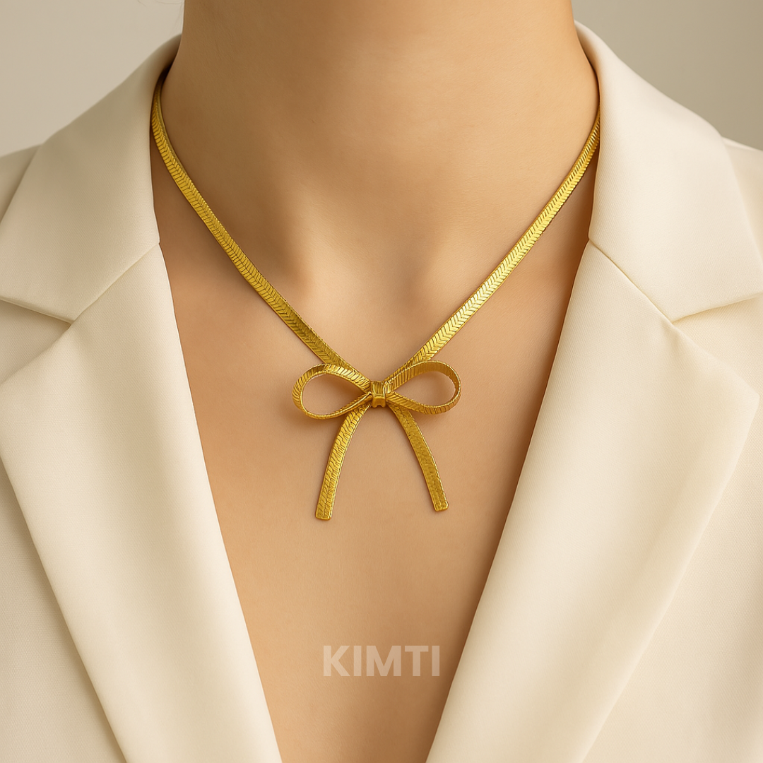 Anti Tarnish Bow Necklace