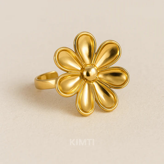 18k Gold Plated Wild Flower Anti Tarnish Ring