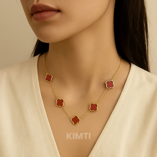Anti Tarnish Red Flower Necklace