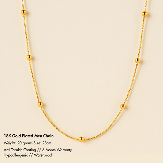 Men-18K Gold Plated Titan Ball  Chain