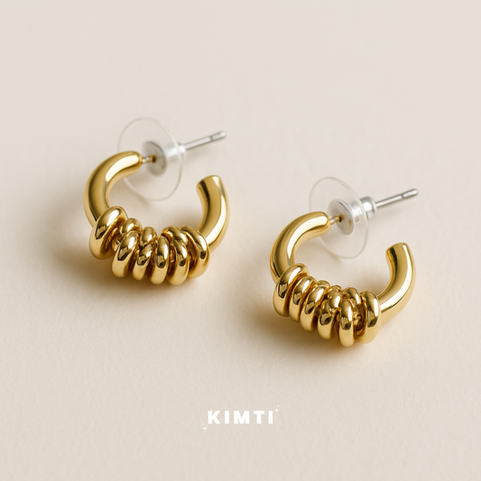 Golden Chunky Bali Earrings