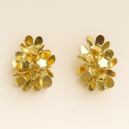 Golden Floral Cluster chunky Earrings