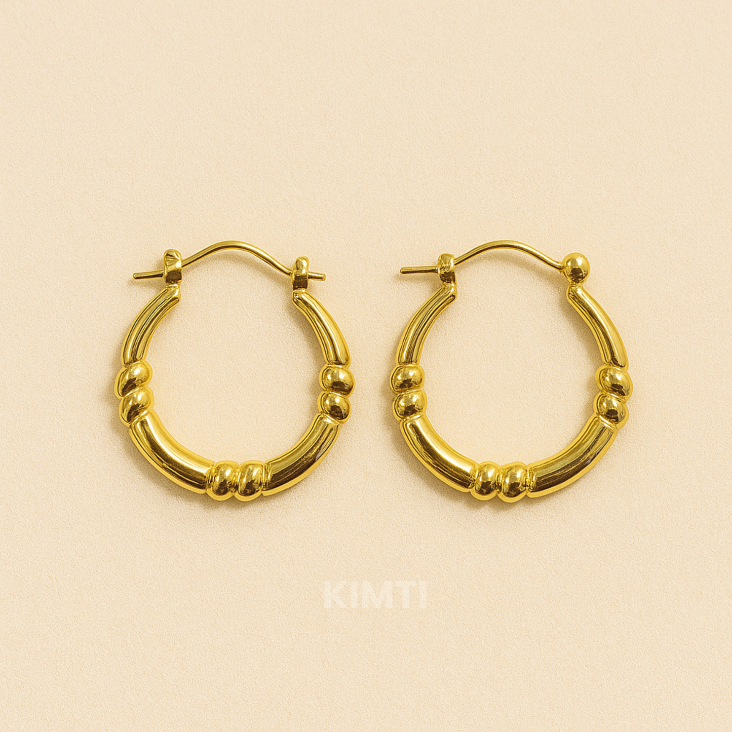 18k Gold Plated Texture Huggie Hoop Earring