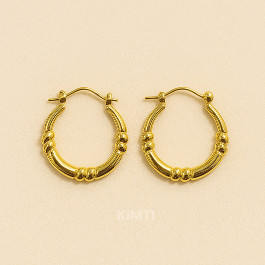 18k Gold Plated Texture Huggie Hoop Earring